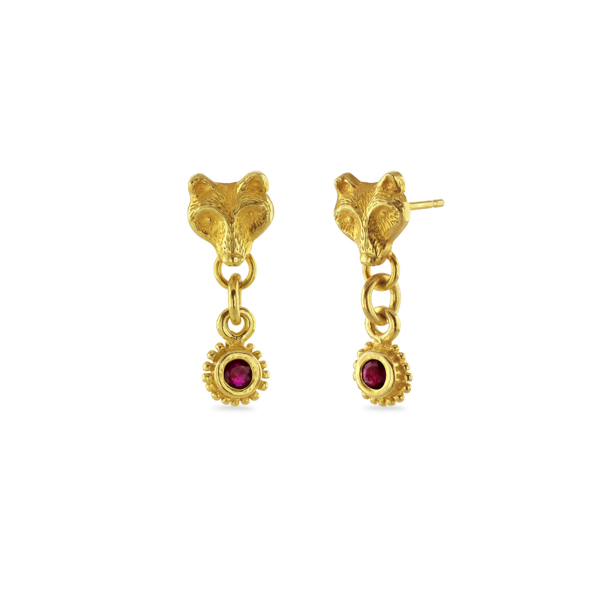 Spirit Wolf Ruby Drop Earrings – Sophie Harley London
